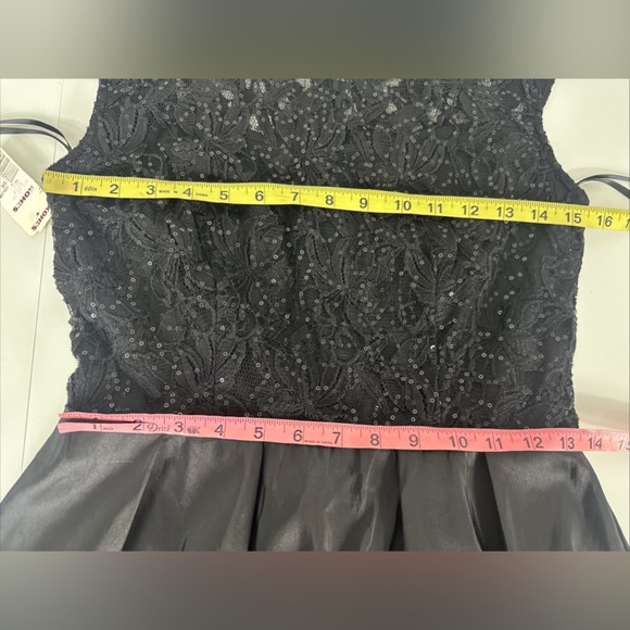 NEW One By Eight Sz 6 Black Tulle Lace Sequin Formal Cocktail Midi Dress Womens - Picture 2 of 11